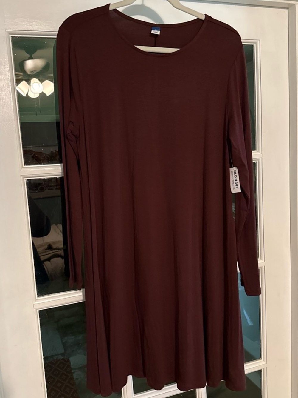 Old Navy Long Sleeve Swing Dress in Wine